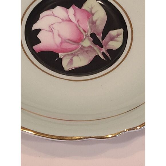 Paragon Double Warrant Cabbage Rose Tea Cup & Saucer Pink & Black Teacup GUC - Picture 8 of 11